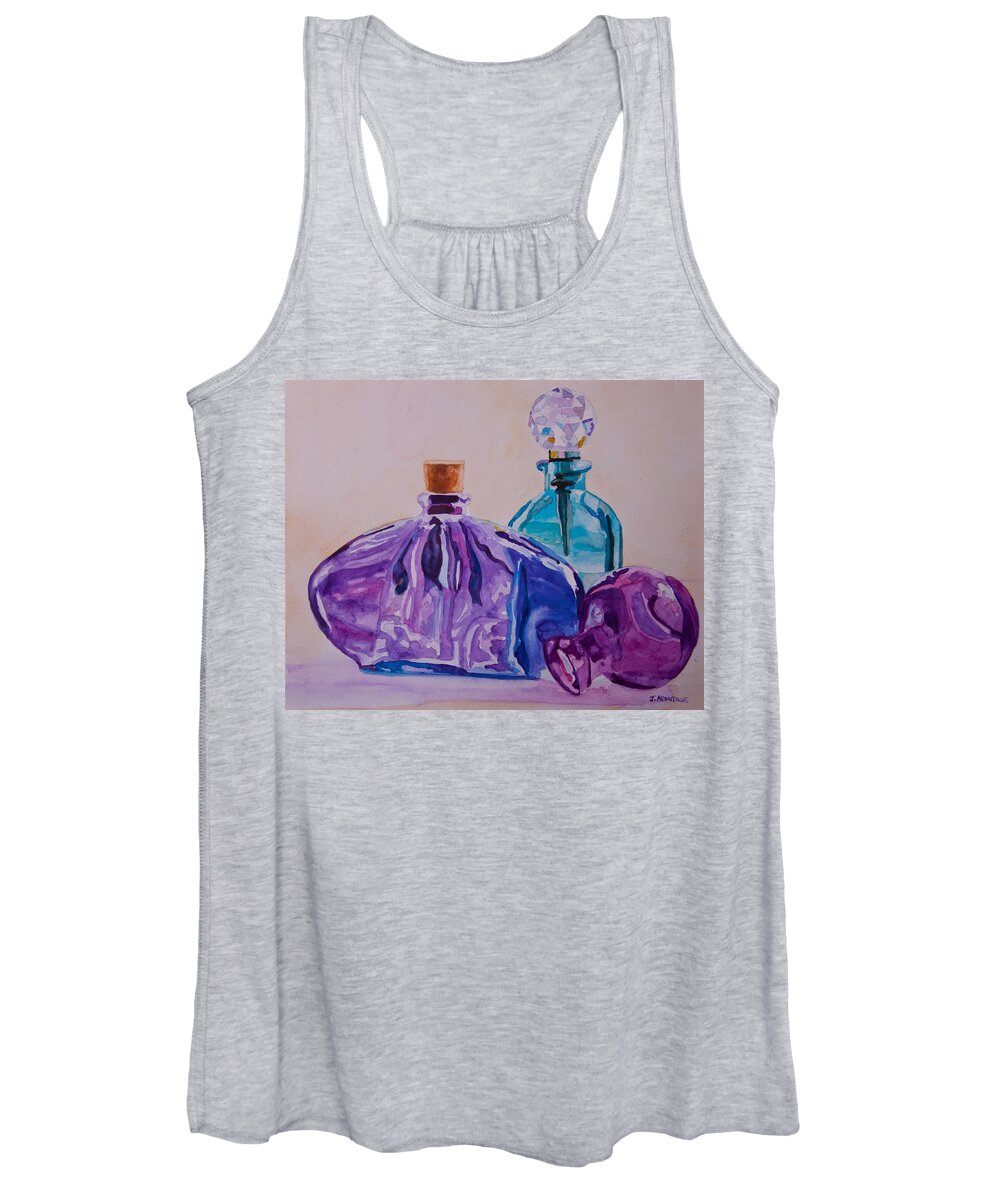 Bottles Women's Tank Top featuring the painting Bottles and Stoppers by Jenny Armitage