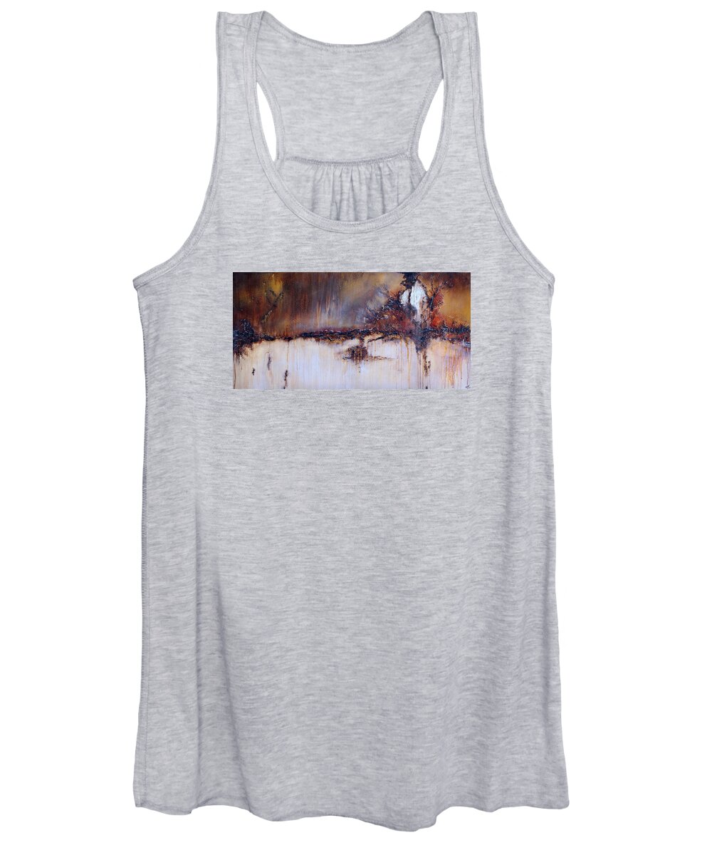 Abstract Women's Tank Top featuring the painting Boundary Waters by Theresa Marie Johnson