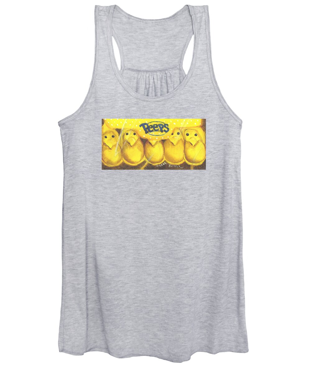 Easter Women's Tank Top featuring the painting Box of Peeps by Donna Tucker