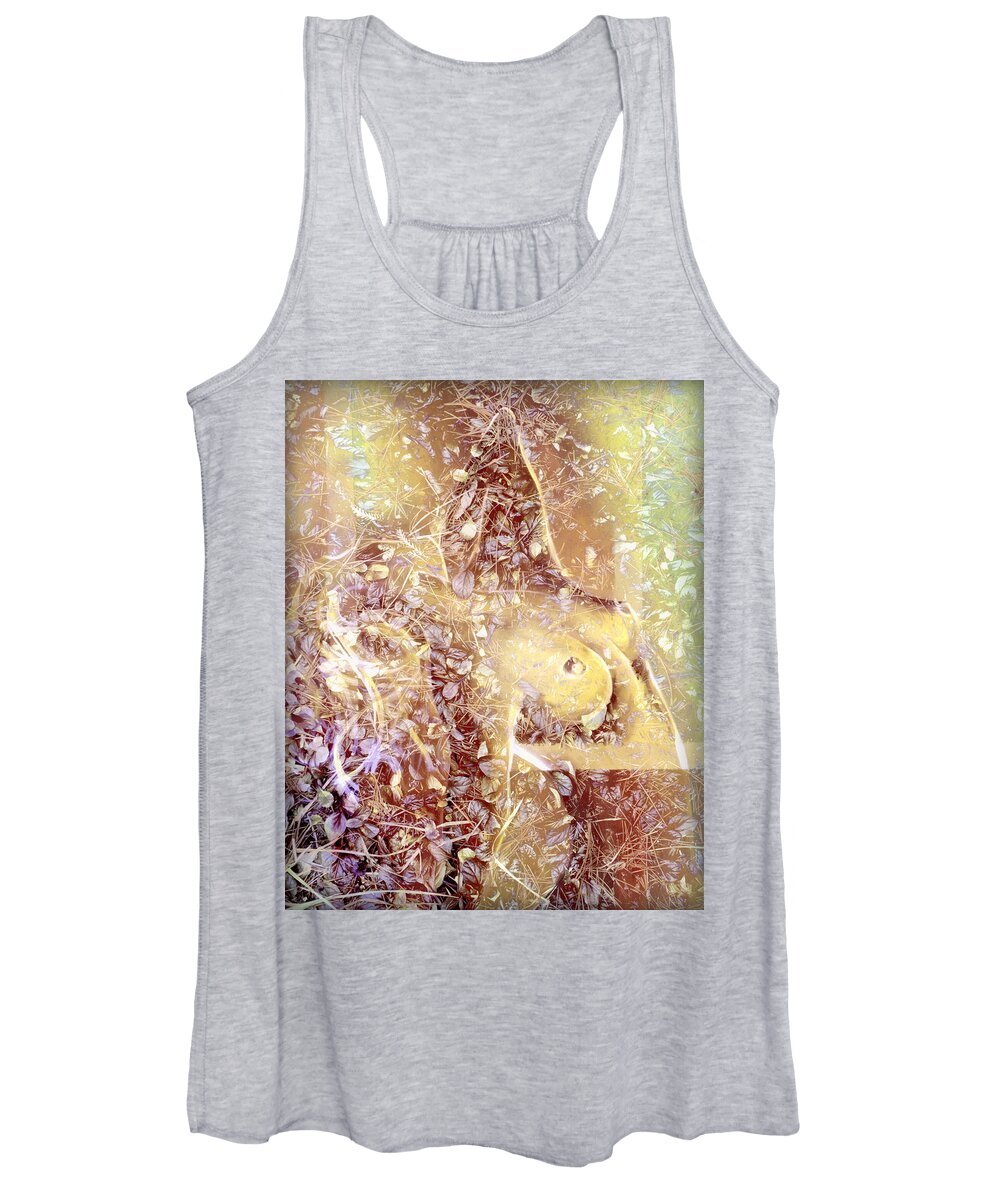 Abstract Women's Tank Top featuring the digital art Breaking Free Digital Version warm colors by Theresa Marie Johnson