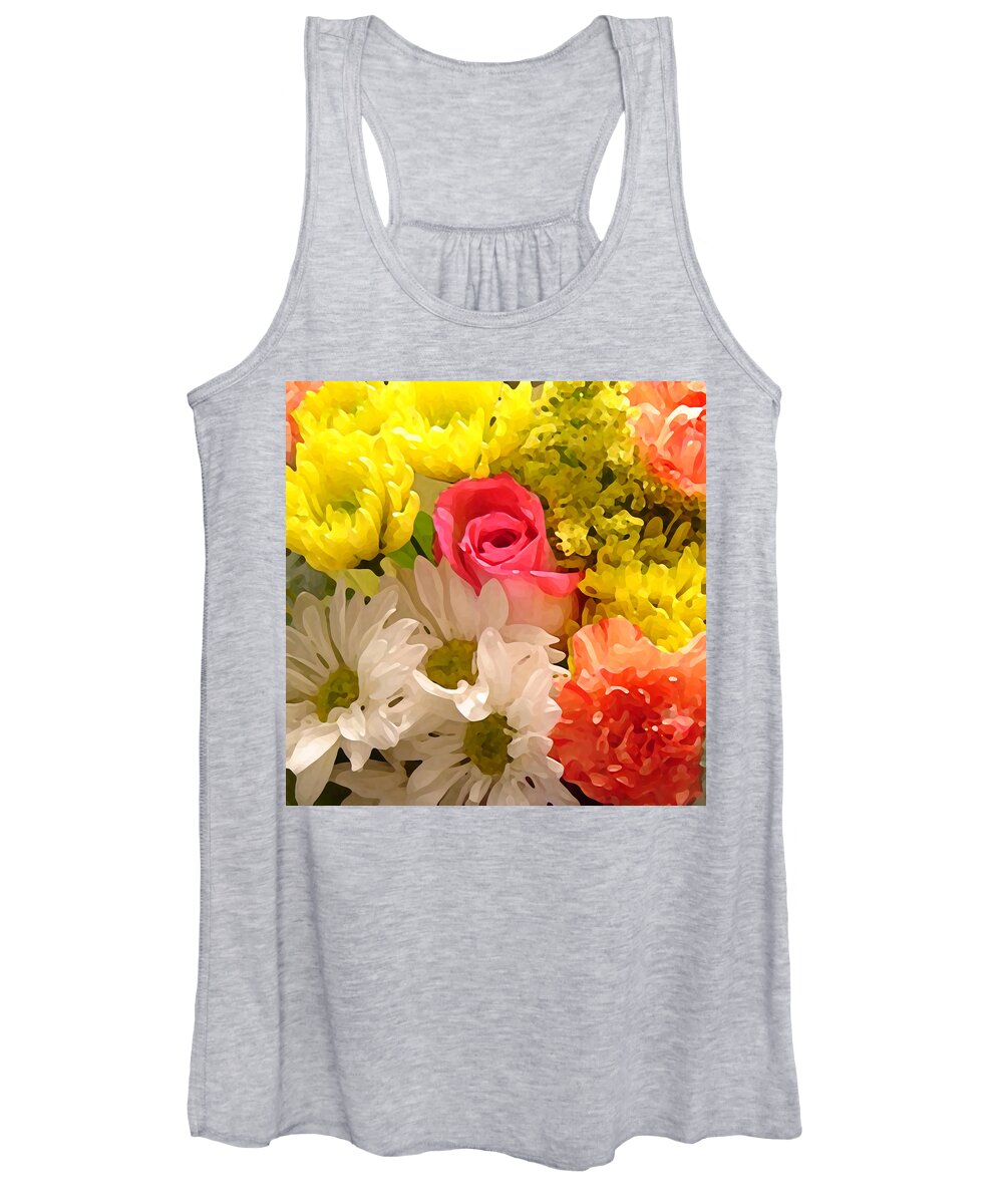 Floral Women's Tank Top featuring the painting Bright Spring Flowers by Amy Vangsgard