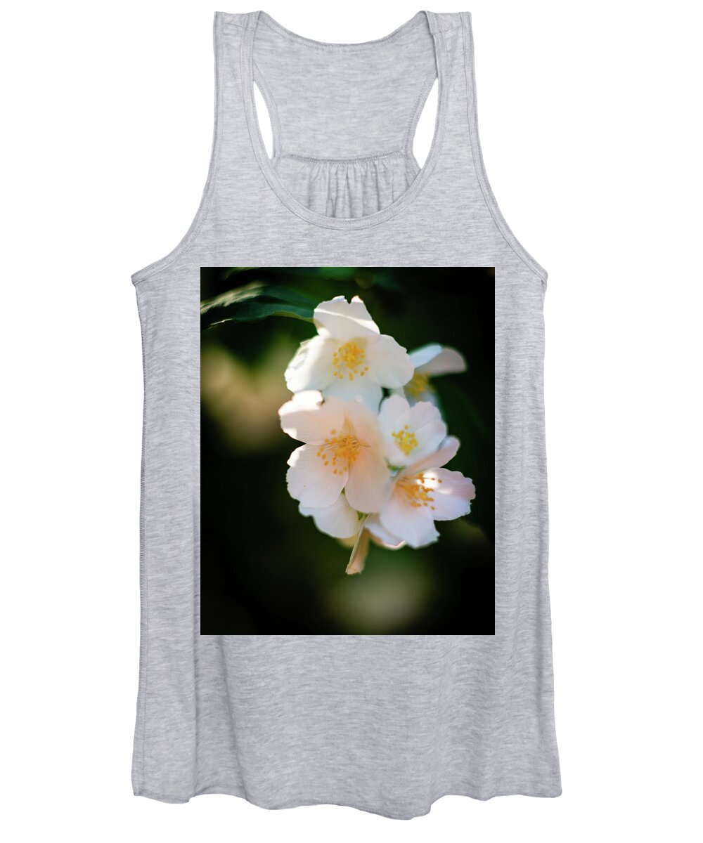 Mock Orange Women's Tank Top featuring the photograph Bright White Blossoms by Pamela Taylor