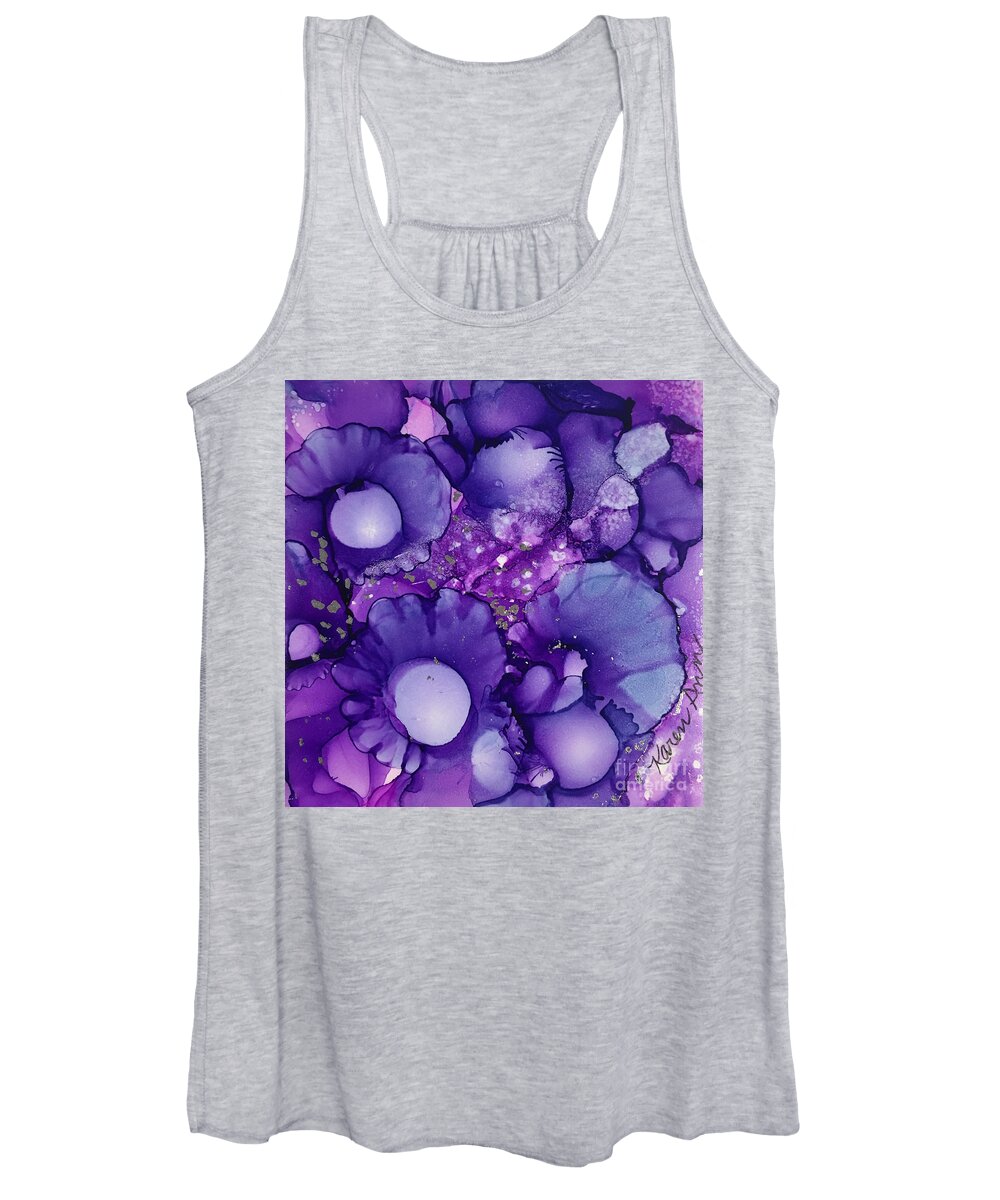 Blue Women's Tank Top featuring the painting Bubble Cups in Blue by Karen Ann