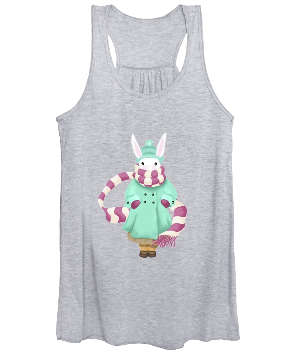  Bunny Women's Tank Top featuring the pastel Bunny Girl On A Winter Day by Little Bunny Sunshine