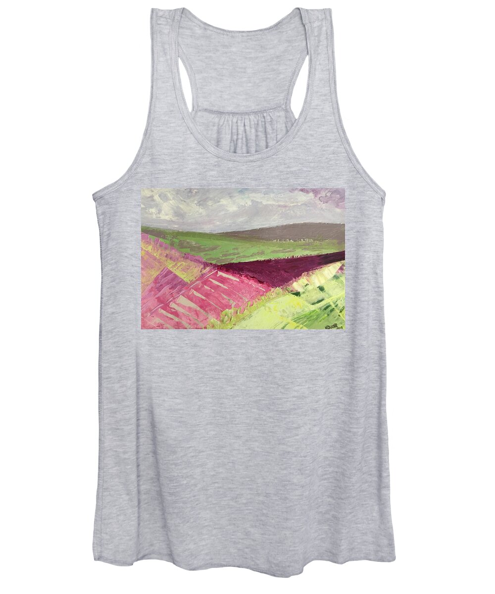 Original Women's Tank Top featuring the painting Burgundy Fields by Norma Duch