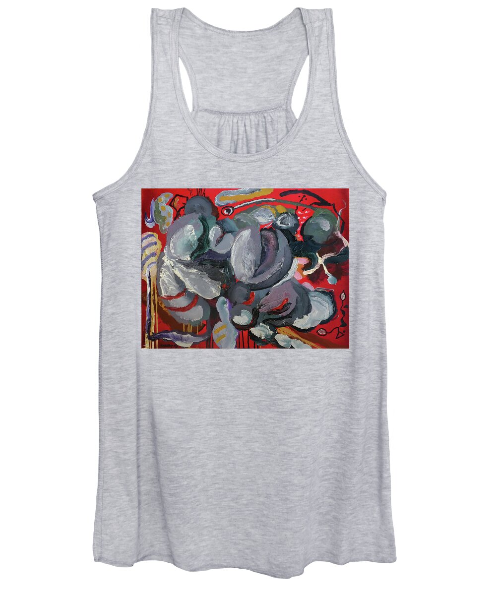 Abstract Women's Tank Top featuring the painting Bursting by Peregrine Roskilly