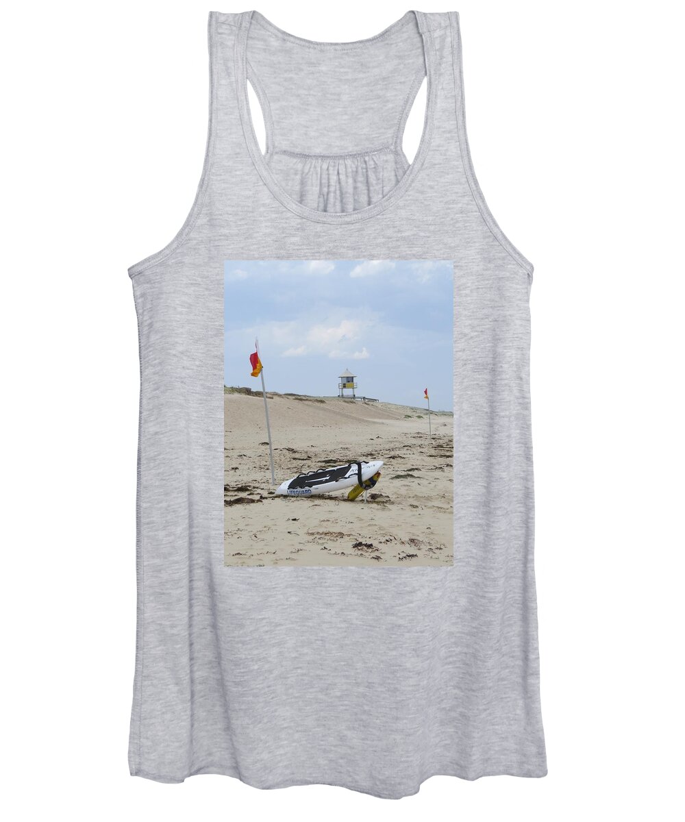 Surf Women's Tank Top featuring the photograph But The Beach Is Empty by Amanda S Leek