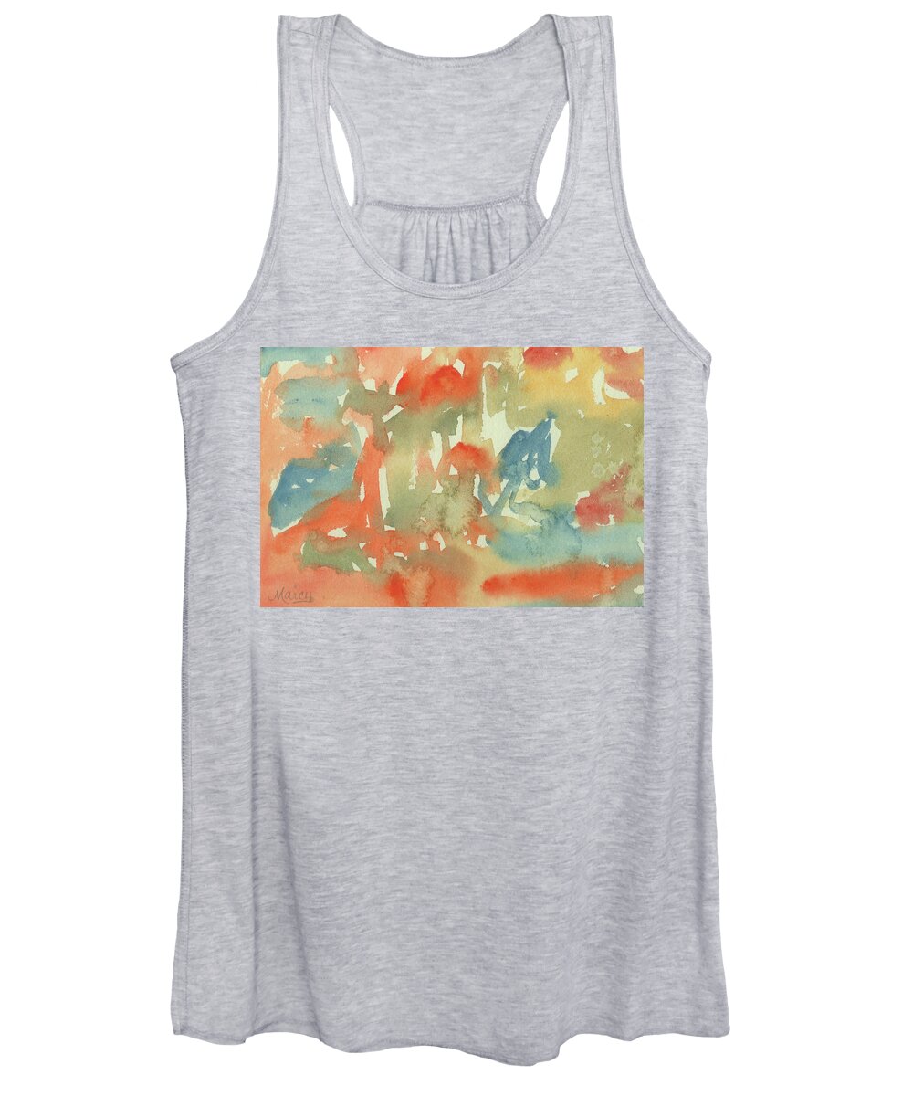 Red Women's Tank Top featuring the painting Butterscotch by Marcy Brennan