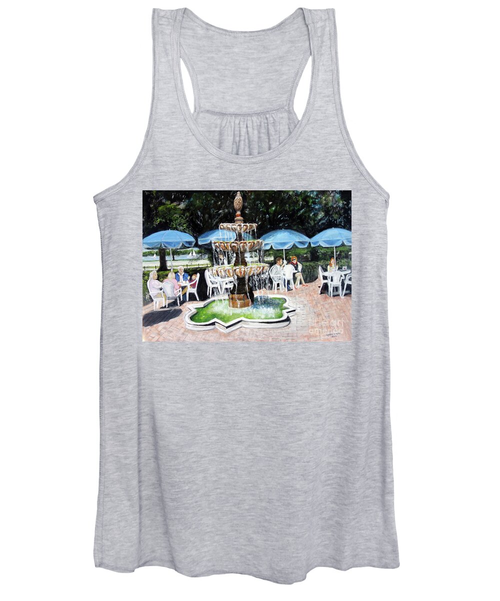 Landscape Women's Tank Top featuring the painting Cafe Gallery by Lyric Lucas