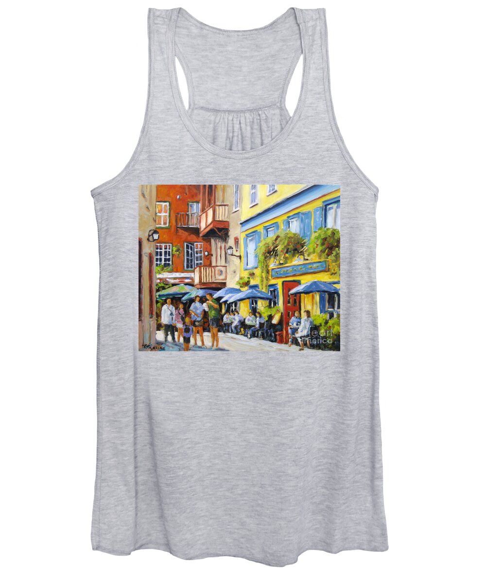 Balcony Women's Tank Top featuring the painting Cafe in the Old Quebec by Richard T Pranke