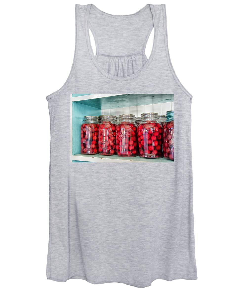 Bottled Women's Tank Top featuring the photograph Canning cherries by Debra Baldwin