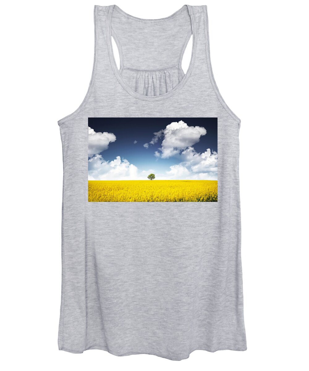 Autumn Women's Tank Top featuring the painting Canola field by Bess Hamiti