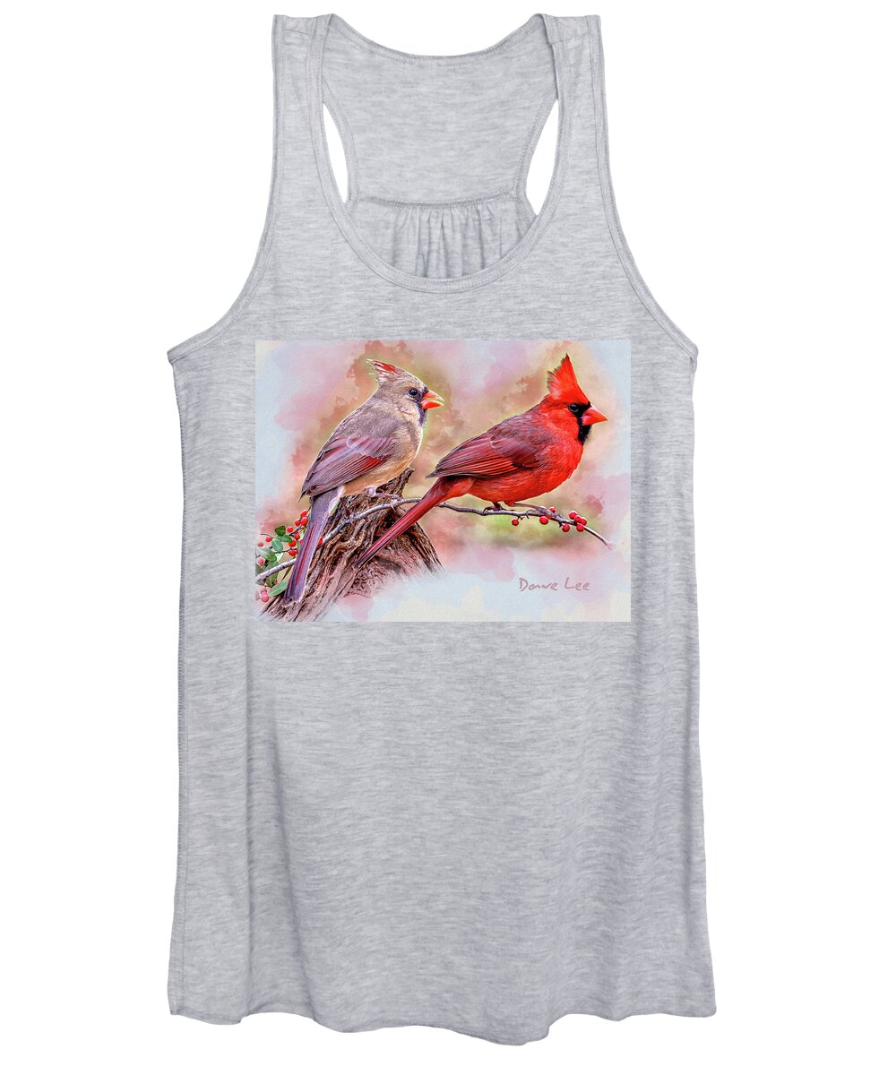 Cardinals Women's Tank Top featuring the mixed media Cardinals - Beloved Songbirds by Dave Lee