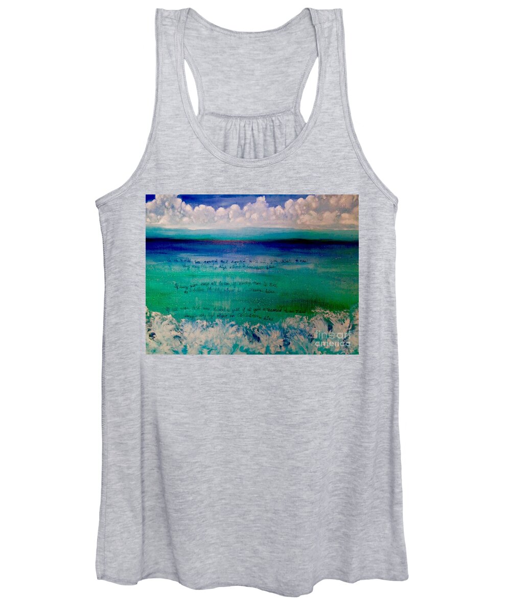 Enya Women's Tank Top featuring the painting Caribbean Blue Words that Float on the Water by Allison Constantino
