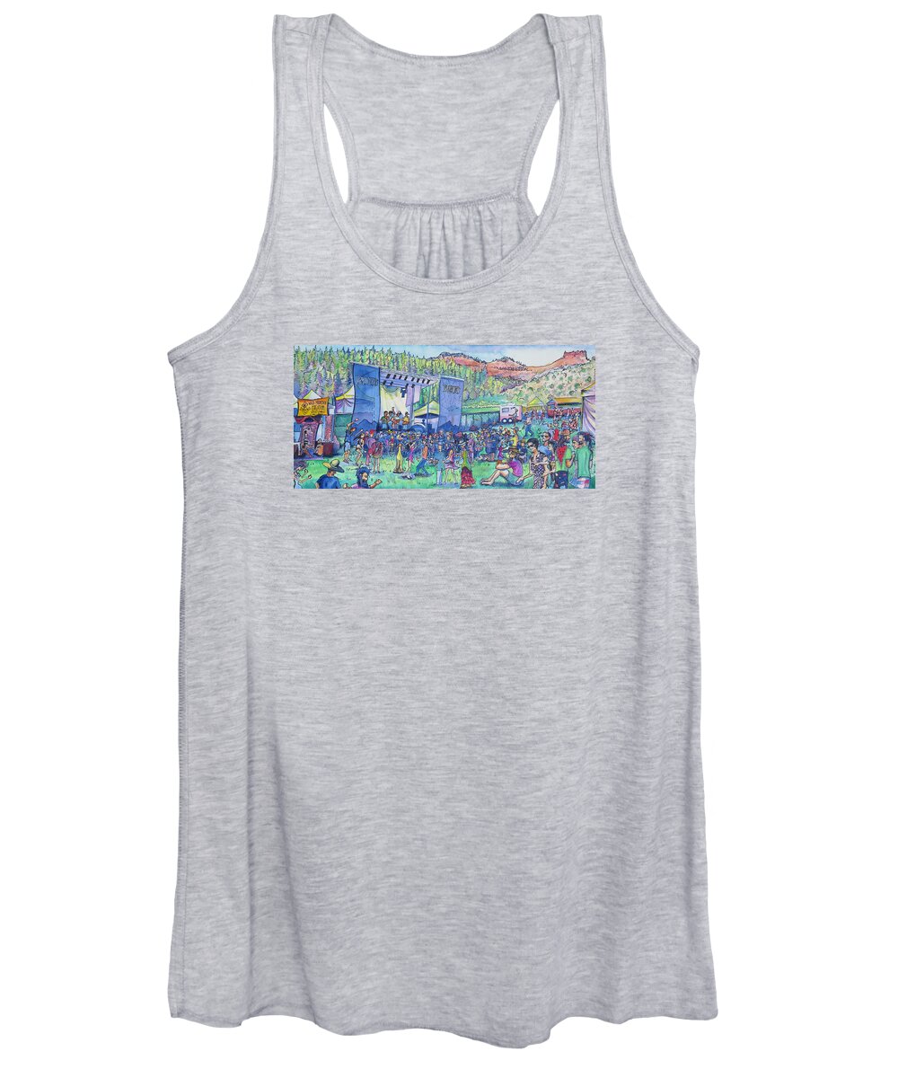 Caribou Women's Tank Top featuring the painting Caribou Mountain Collective at YarmonyGrass by David Sockrider