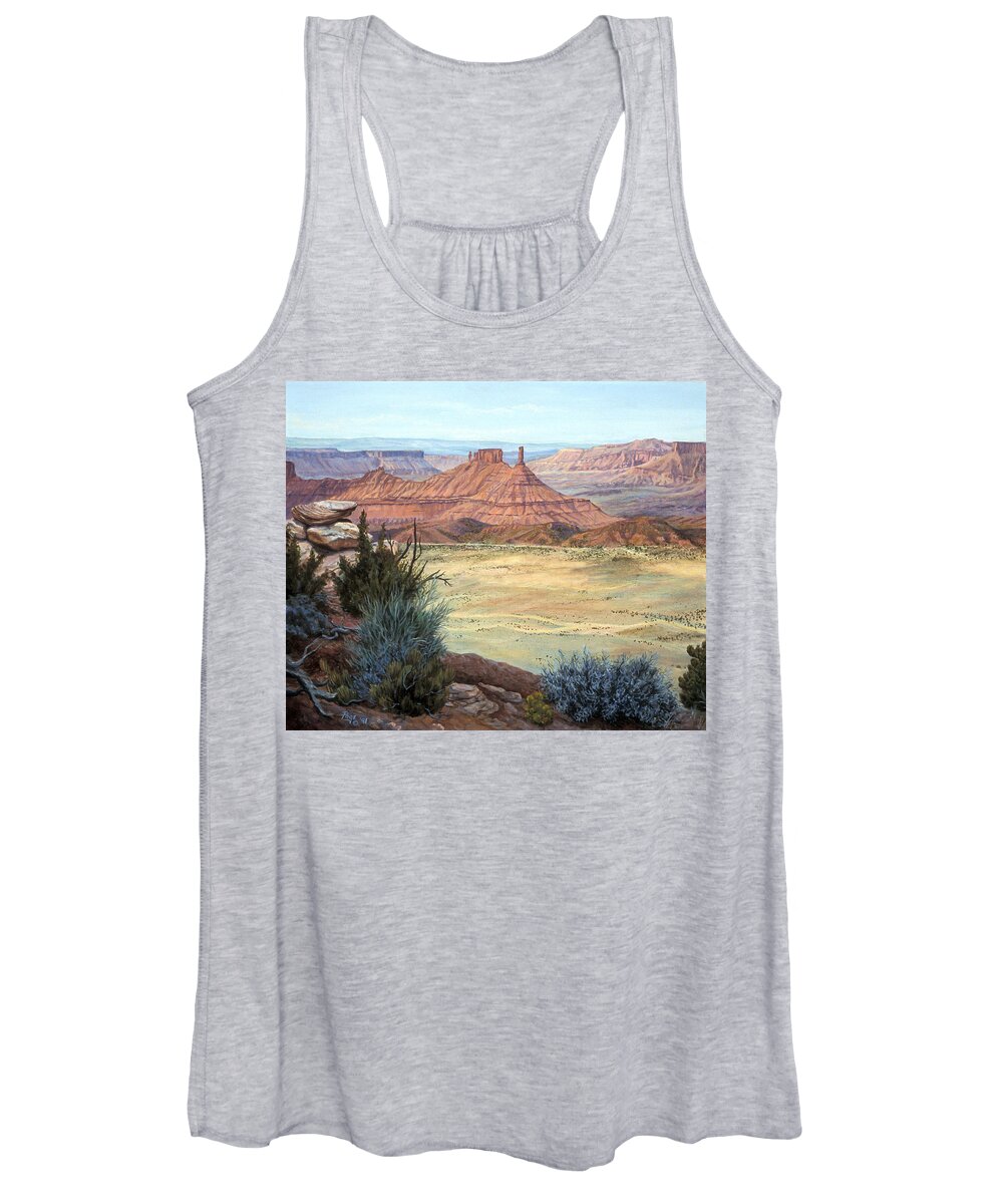 Landscape Women's Tank Top featuring the painting Castle Rock IV by Page Holland