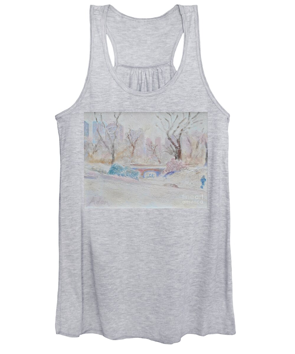 Central Park Women's Tank Top featuring the painting Central Park Record Early March Cold Circa 2007 by Felipe Adan Lerma