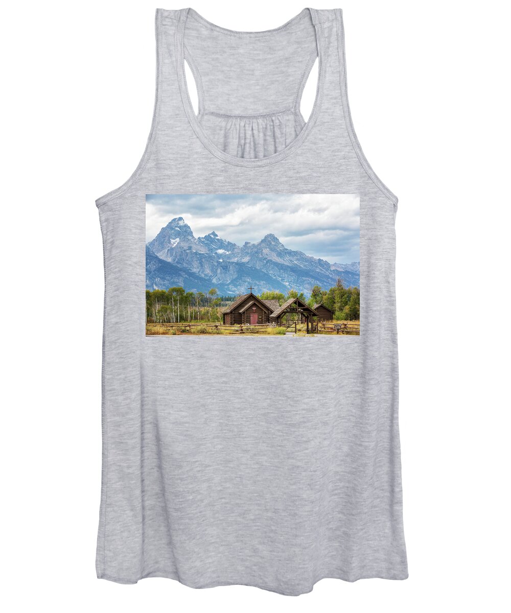 Aspen Women's Tank Top featuring the photograph Chapel of the Transfiguration Grand Teton - 2 by Alex Mironyuk