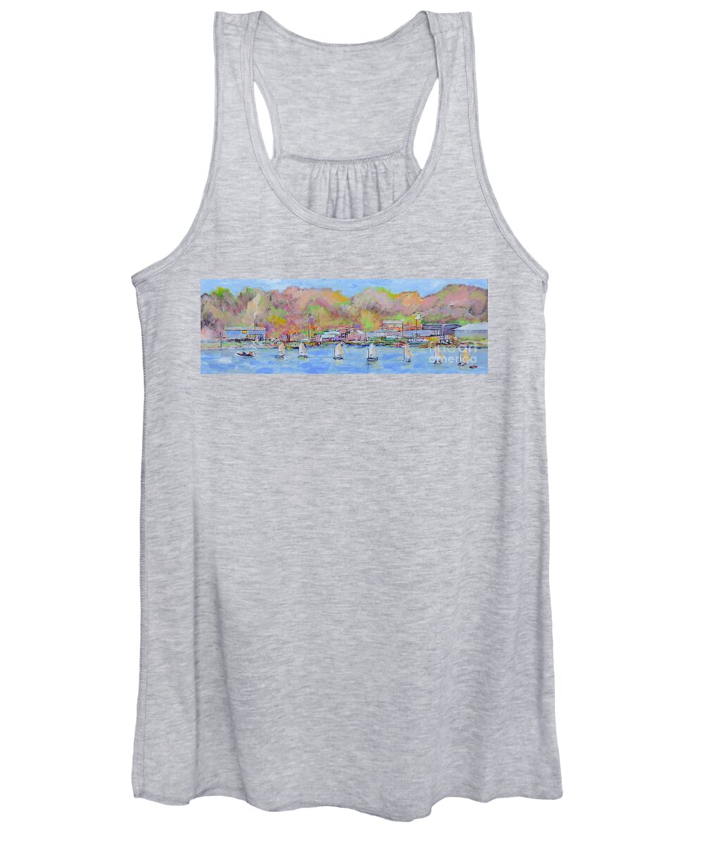 Seascape Women's Tank Top featuring the painting Charlotte, NY Sailing Class by Jodie Marie Anne Richardson Traugott     aka jm-ART