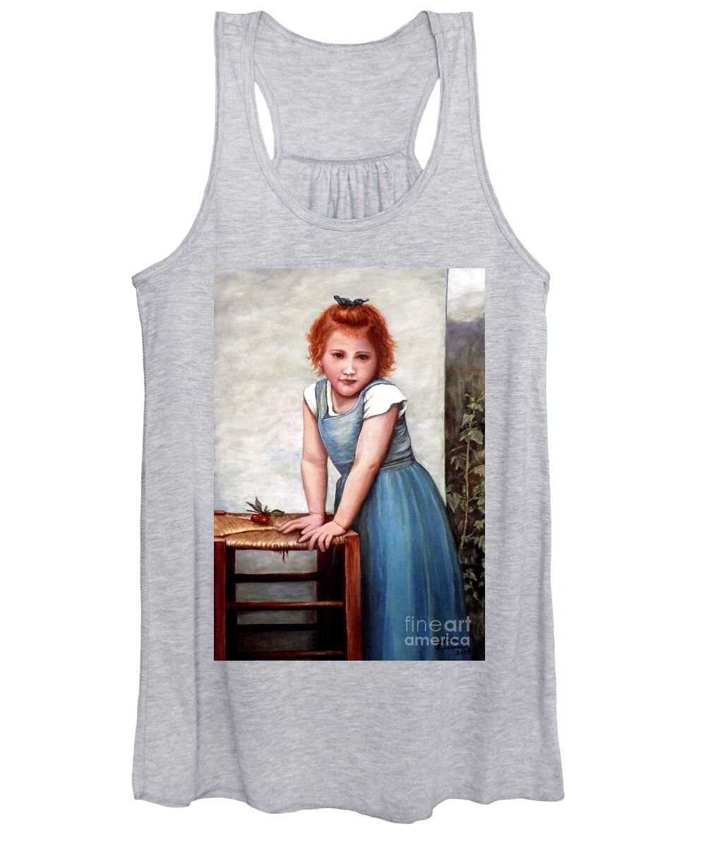 Girl Women's Tank Top featuring the painting Cherries by Judy Kirouac