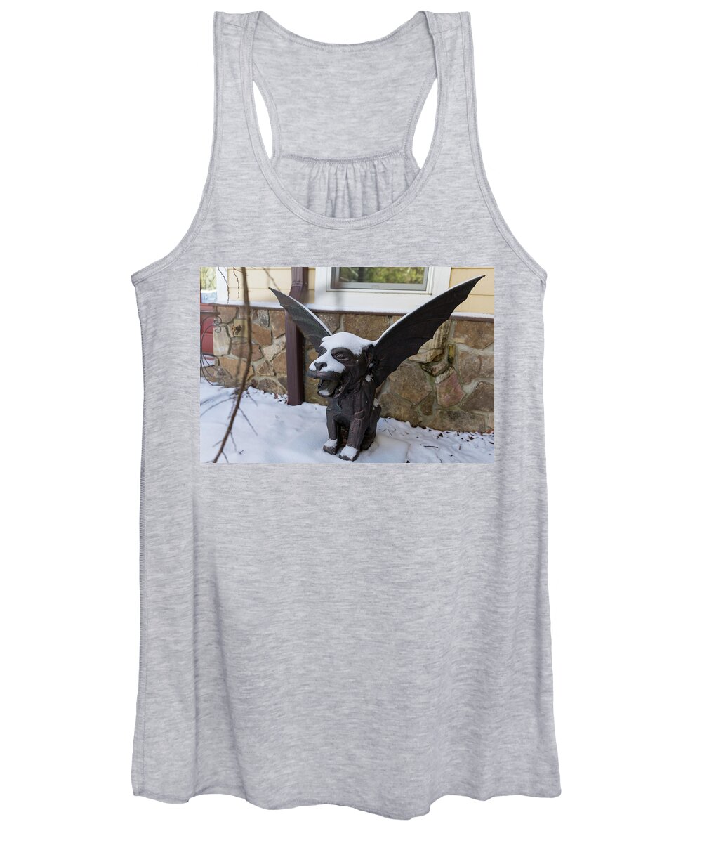 Gargoyle Women's Tank Top featuring the photograph Chimera In The Snow by D K Wall