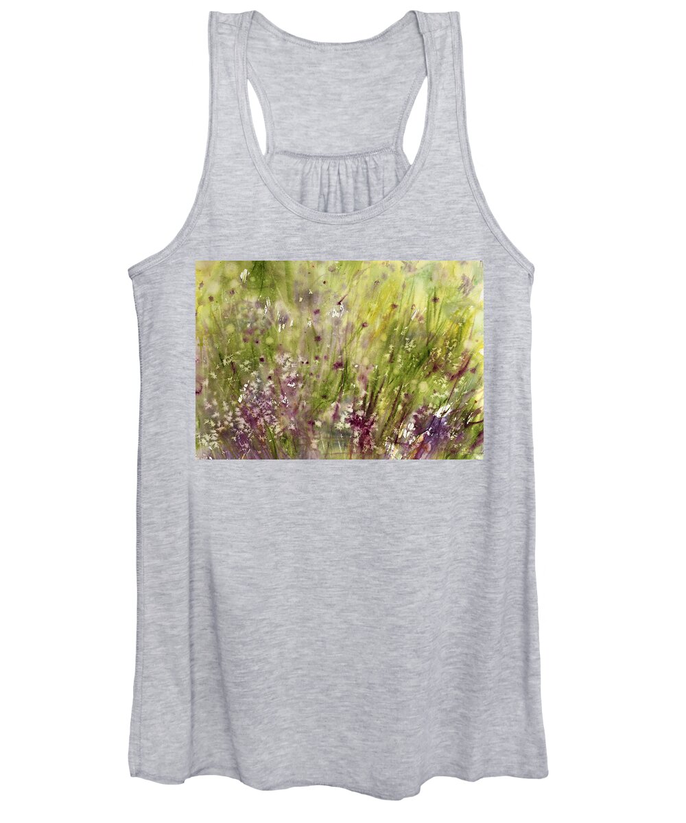 Flower Women's Tank Top featuring the painting Chive Garden by Judith Levins