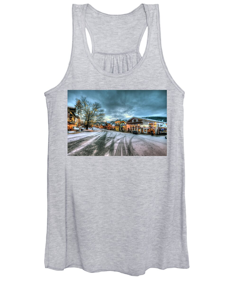Hdr Women's Tank Top featuring the photograph Christmas on Main Street by Brad Granger