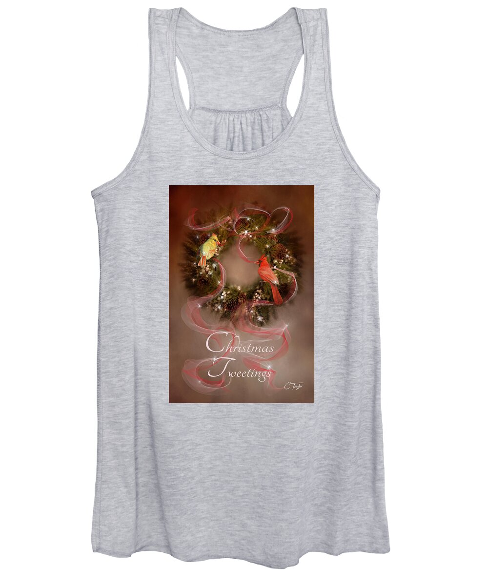 Christmas Women's Tank Top featuring the digital art Christmas Tweetings by Colleen Taylor