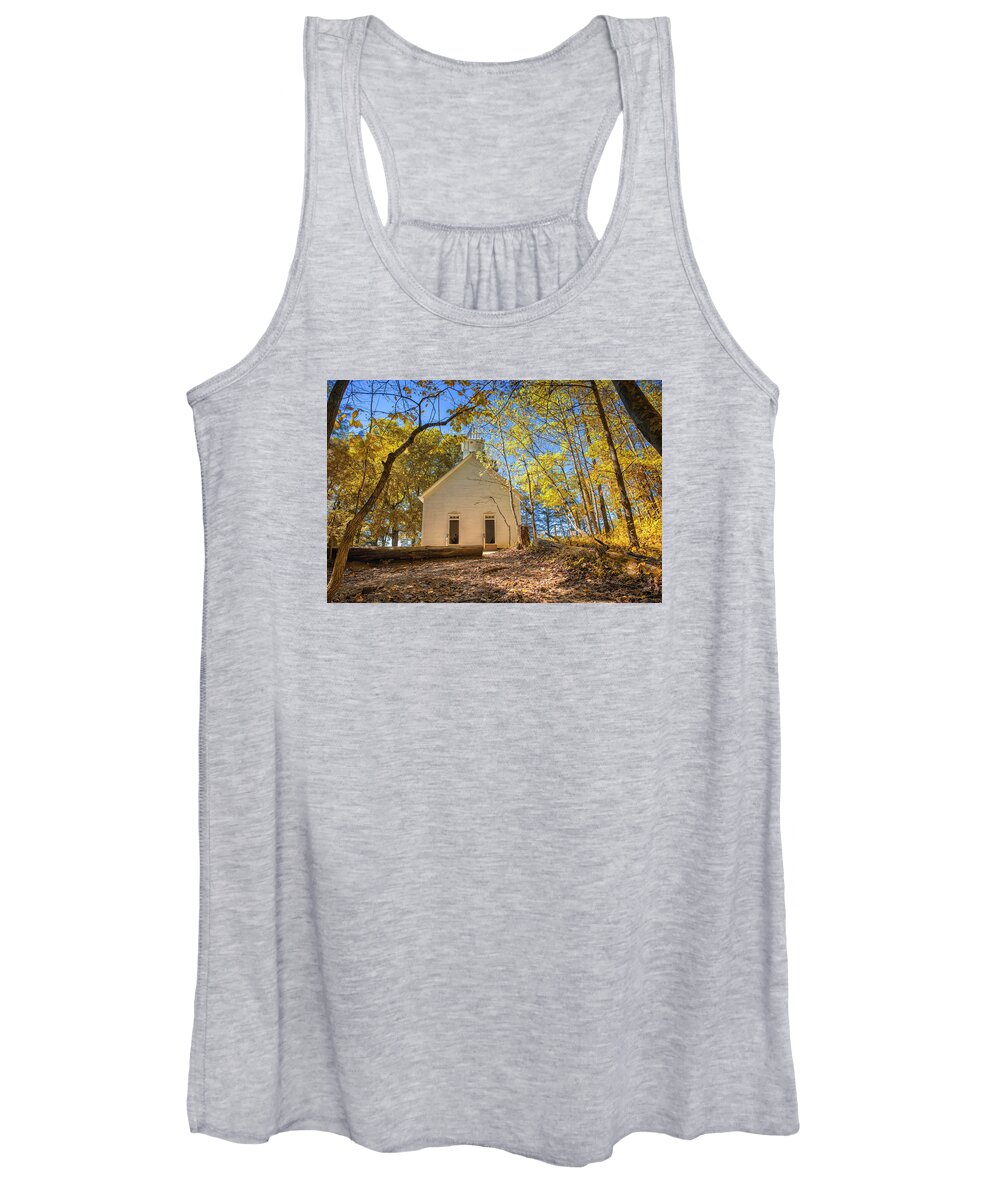 Church Women's Tank Top featuring the photograph Church in trees by Dmdcreative Photography