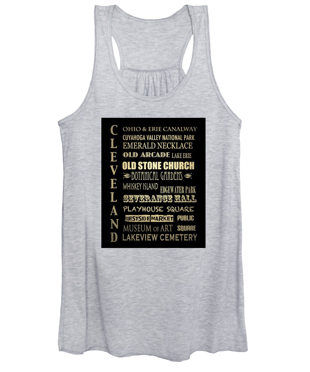 Cleveland Ohio Famous Landmarks Women's Tank Top featuring the digital art Cleveland Famous Landmarks by Patricia Lintner