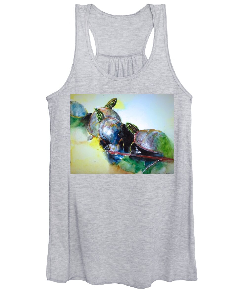 Turtles. Women's Tank Top featuring the painting Close Friends by Bobby Walters