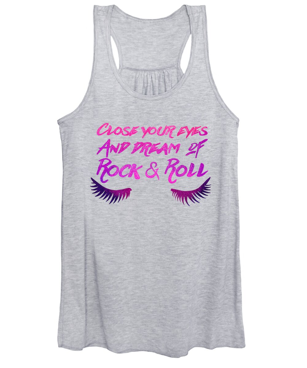 Vinyl Women's Tank Top featuring the painting Close Your Eyes And Dream Of Rock And Roll by Little Bunny Sunshine