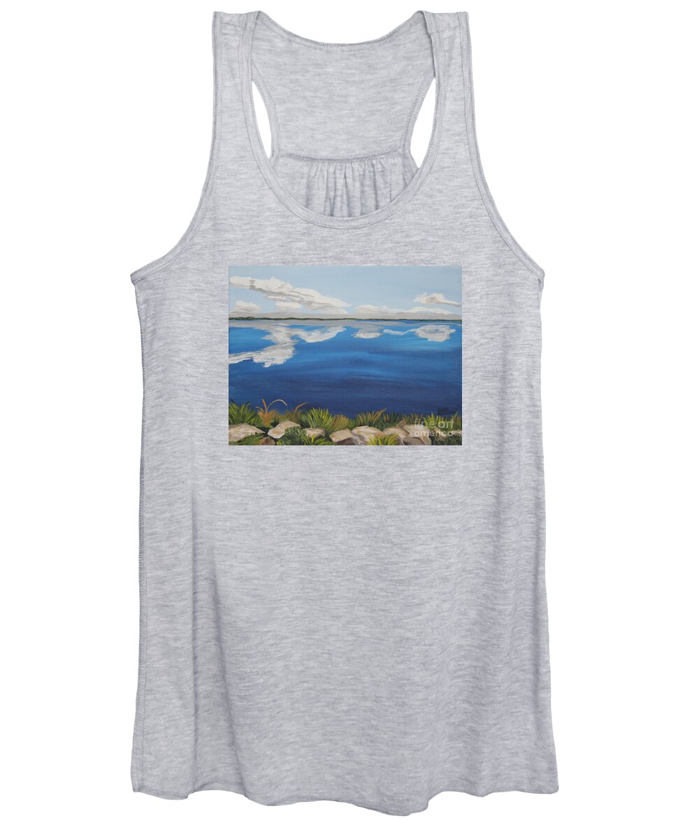 Lakes Women's Tank Top featuring the painting Cloud Lake by Annette M Stevenson