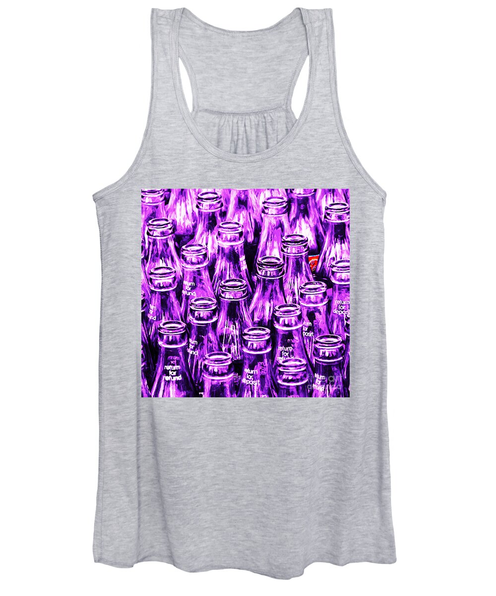 Coke Bottle Women's Tank Top featuring the photograph Coca-Cola Coke Bottles - Return For Refund - Square - Painterly - Violet by Wingsdomain Art and Photography
