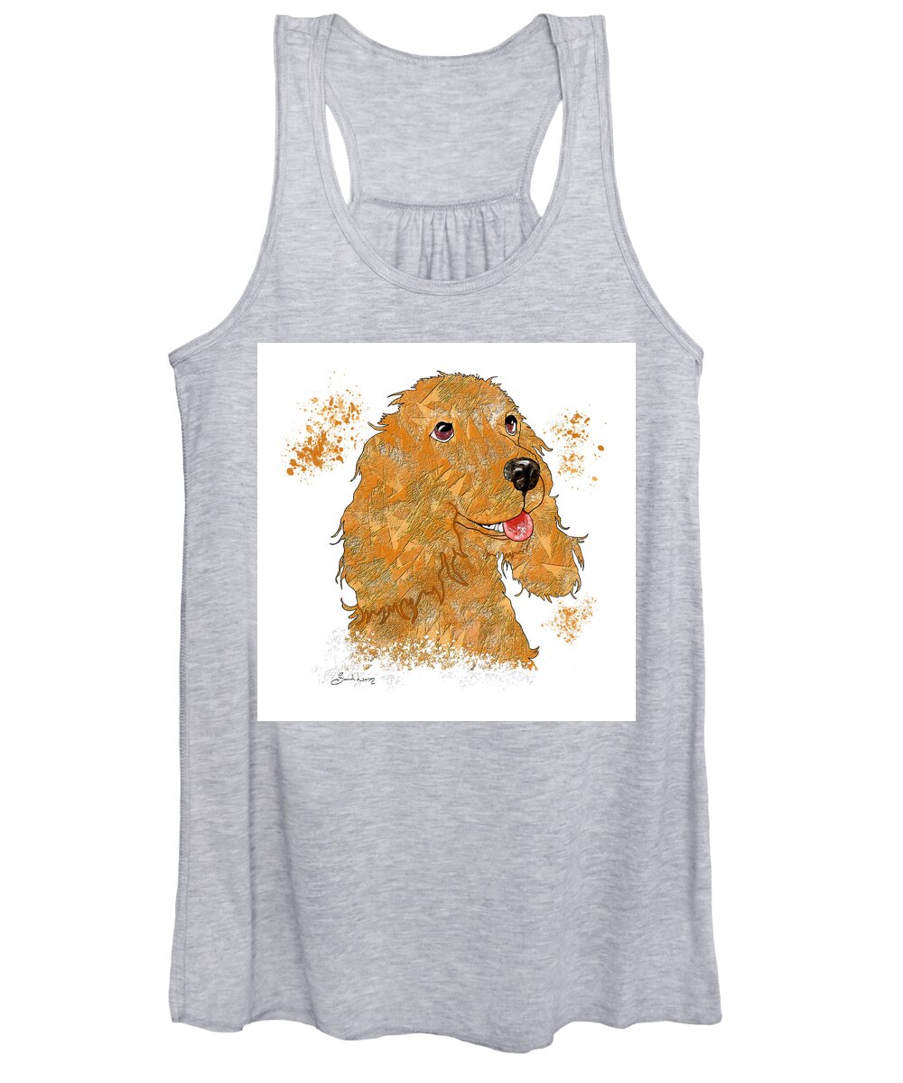 Cocker Spaniel Women's Tank Top featuring the painting Look At Those Eyes by Sannel Larson