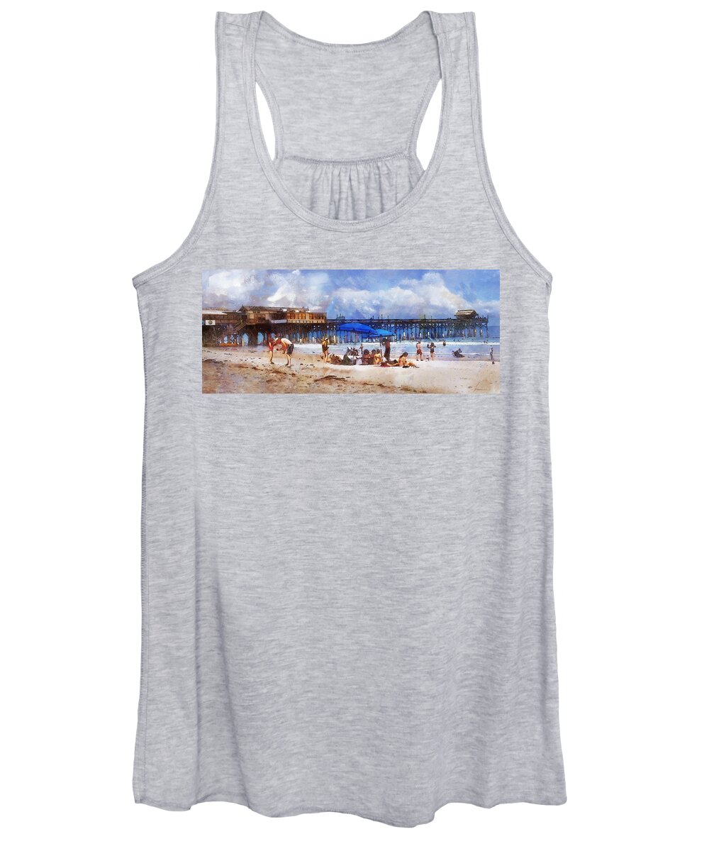 Vacation Women's Tank Top featuring the digital art Cocoa Beach Pier by Frances Miller