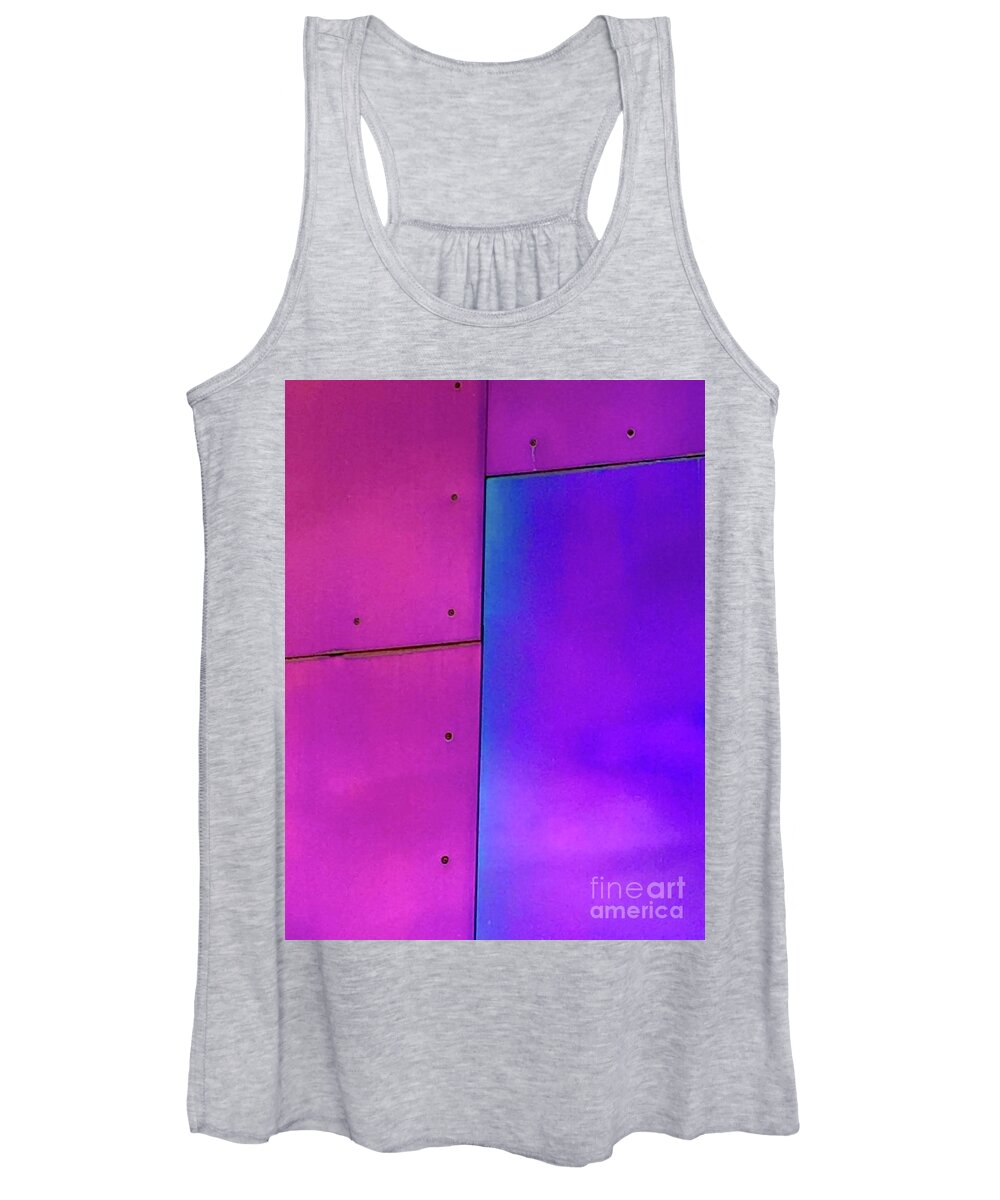 Vibrant Color Reflected Light Frank Gehry Seattle Rock N Roll Museum Women's Tank Top featuring the photograph Color Series 1-11 by J Doyne Miller