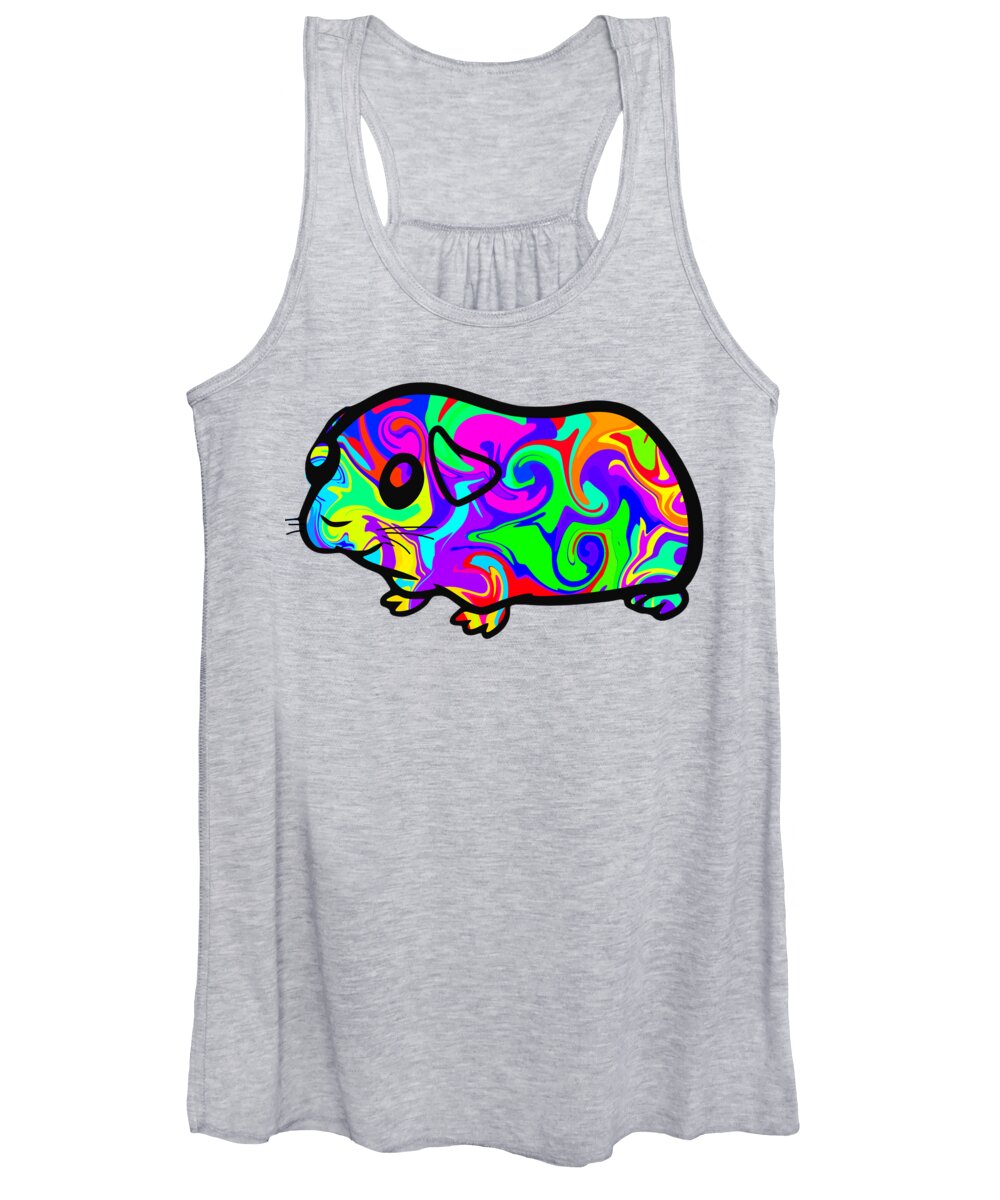 Guinea Pig Women's Tank Top featuring the digital art Colorful Guinea Pig by Chris Butler