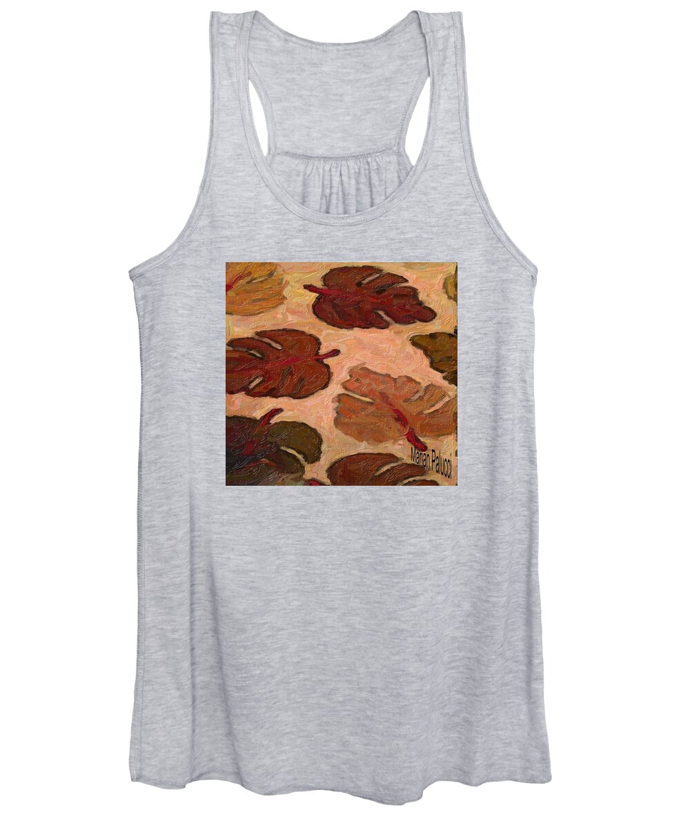 Leaves Women's Tank Top featuring the painting Colorful Leaves by Marian Lonzetta