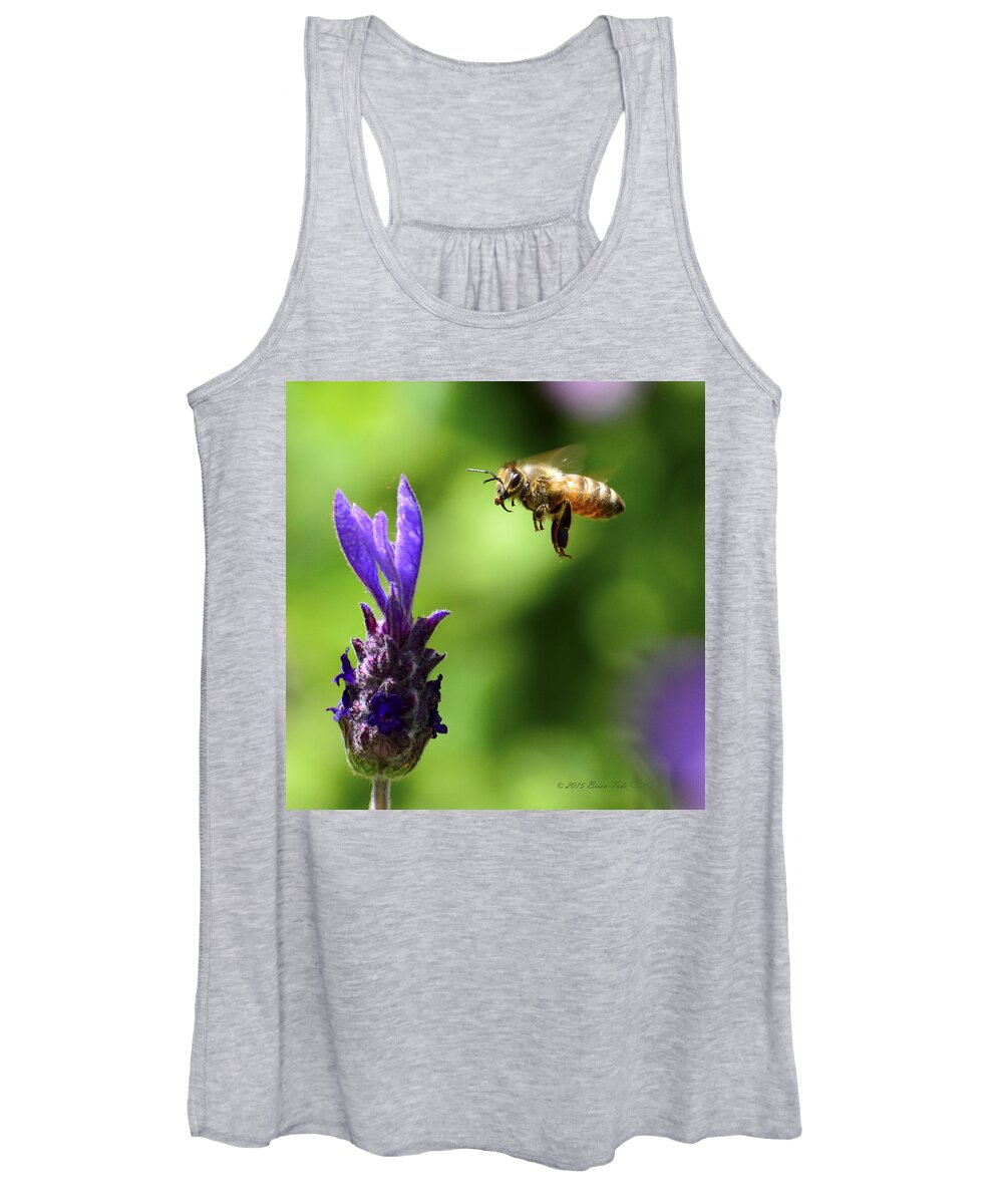Honeybee Women's Tank Top featuring the photograph Coming In For A Landing by Brian Tada