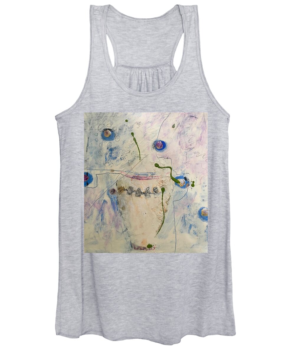 Blue Women's Tank Top featuring the painting Conception by Carole Johnson