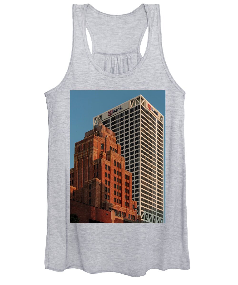 Wisconsin Gas Bldg. Women's Tank Top featuring the photograph Contrasting Towers by John Roach