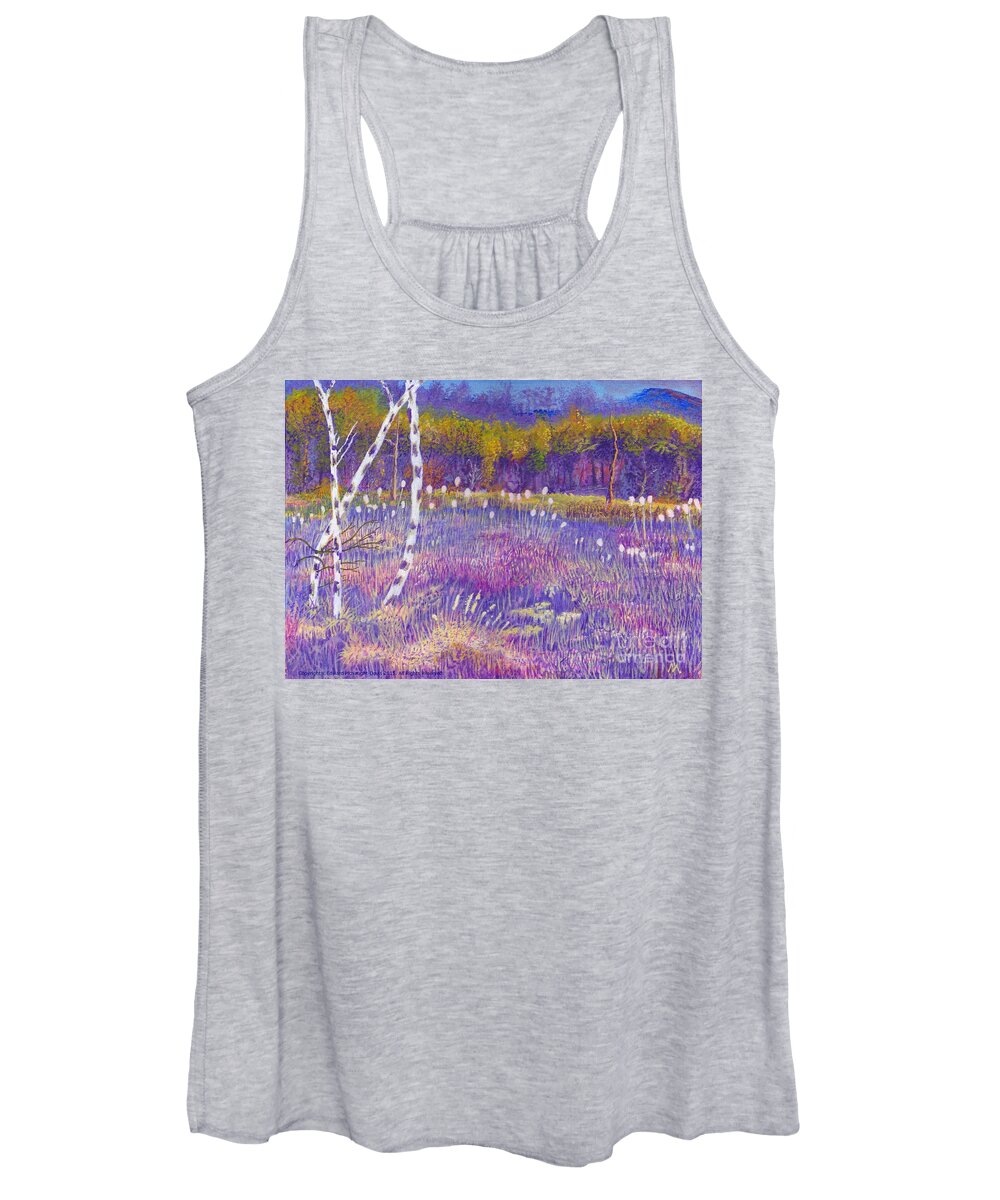 Cors Caron Women's Tank Top featuring the painting Cors Caron bulrushes with Purple Grasses by Edward McNaught-Davis