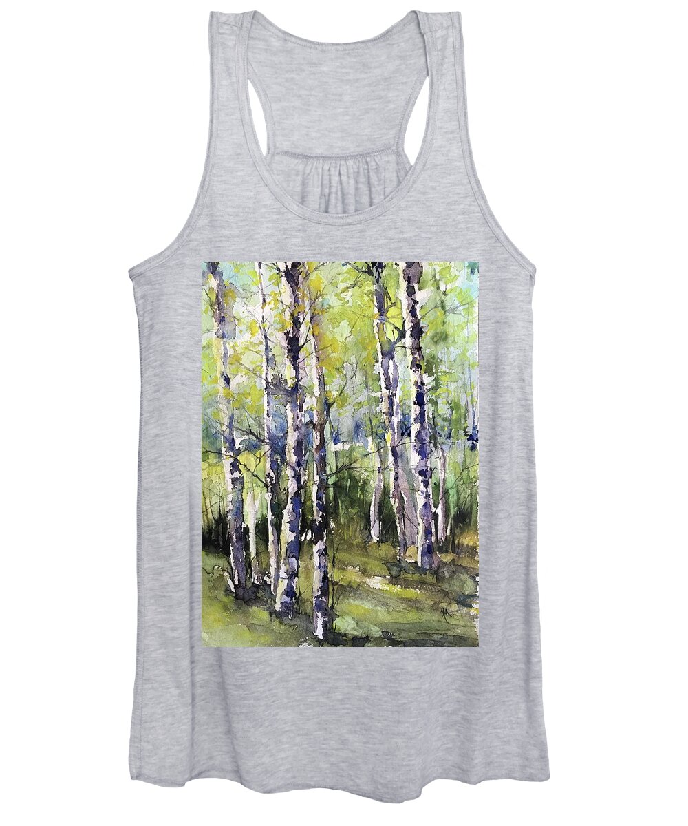 Cottonwoods Women's Tank Top featuring the painting Cottonwoods and Sycamores by Robin Miller-Bookhout