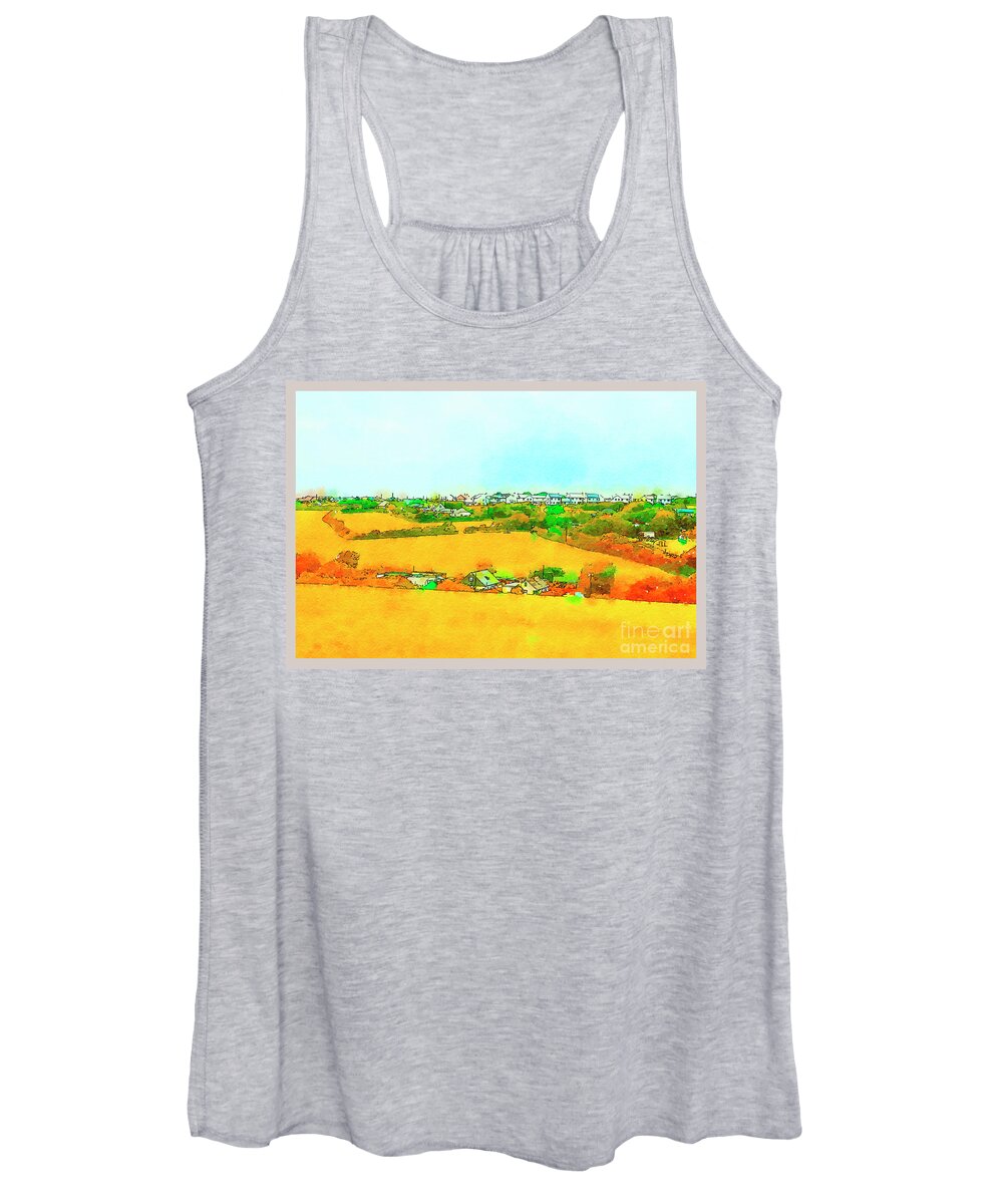 Spring Women's Tank Top featuring the digital art countryside in Cornwall, UK by Ariadna De Raadt