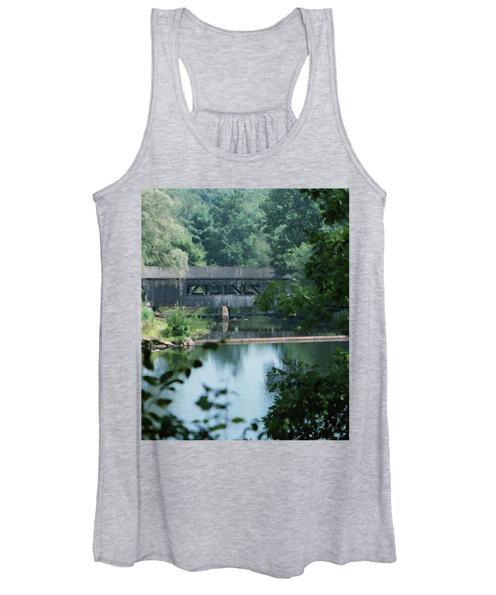 Covered Bridge Women's Tank Top featuring the photograph Covered Bridge by Geoff Jewett