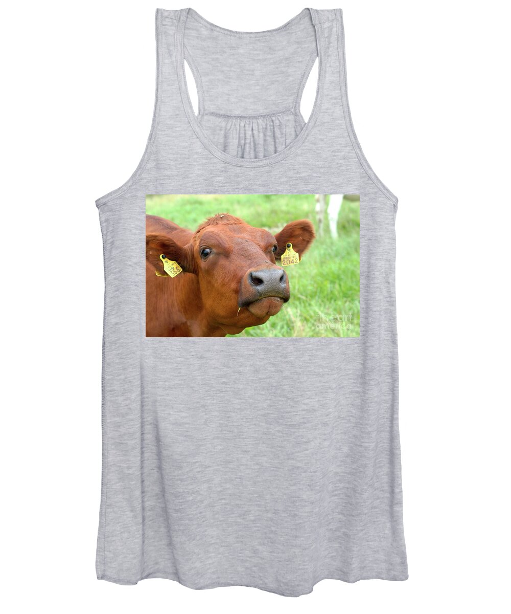 Cow Women's Tank Top featuring the photograph Cow by Esko Lindell