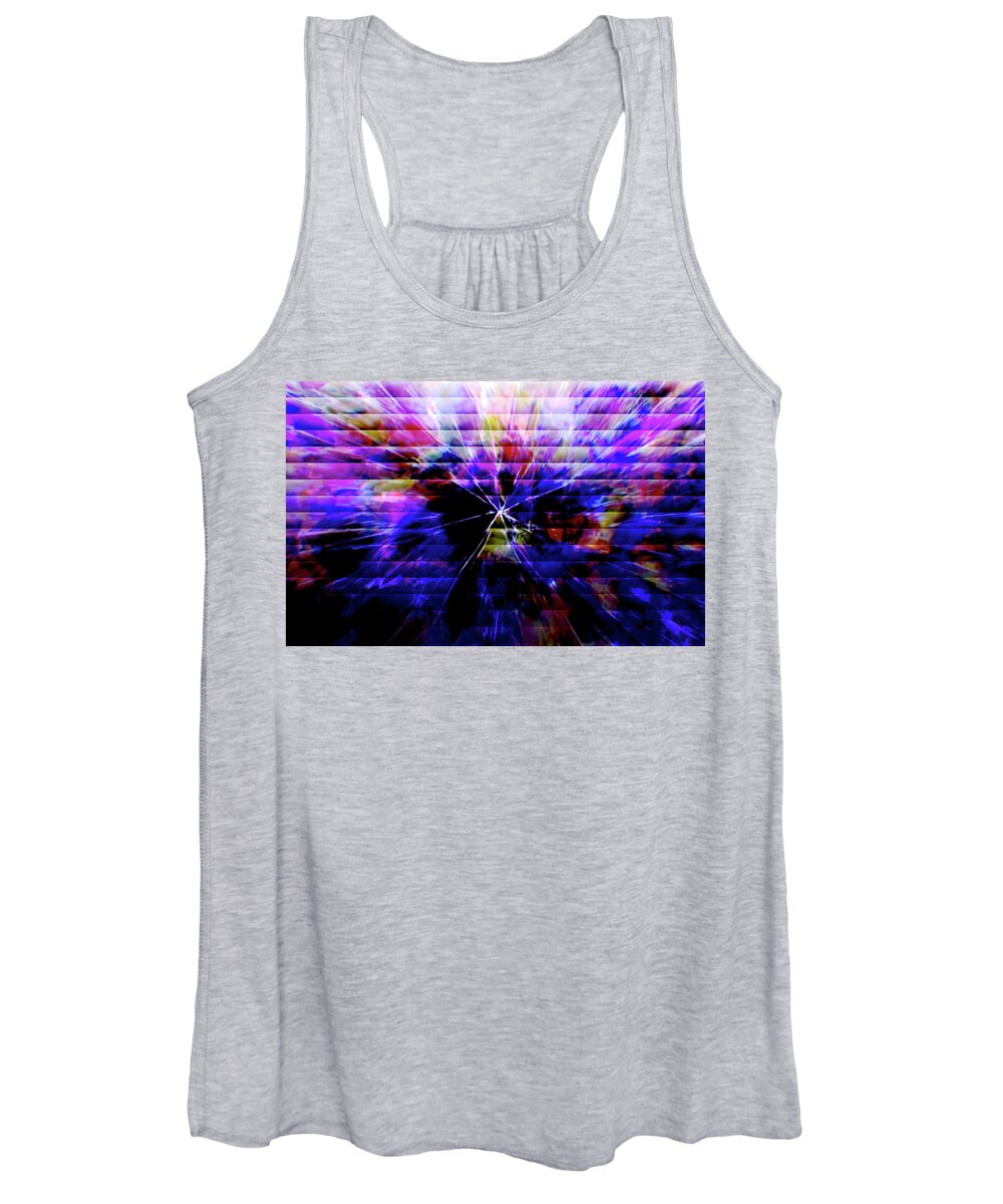 Abstract Women's Tank Top featuring the digital art Cracked Abstract Blue by Carol Crisafi