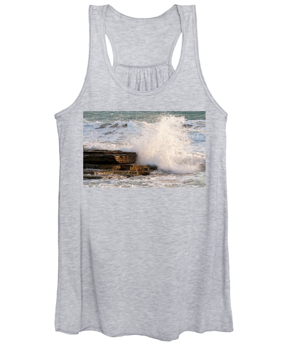 Wave Women's Tank Top featuring the photograph Crashing waves by Michalakis Ppalis