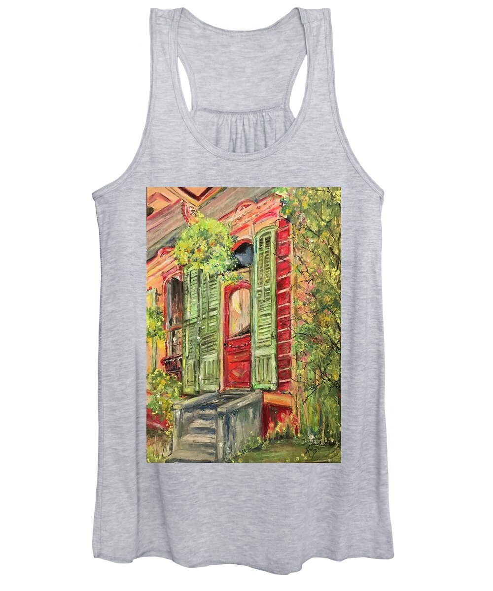 Creole Women's Tank Top featuring the painting Creole Painted Lady in the Marigny by Robin Miller-Bookhout